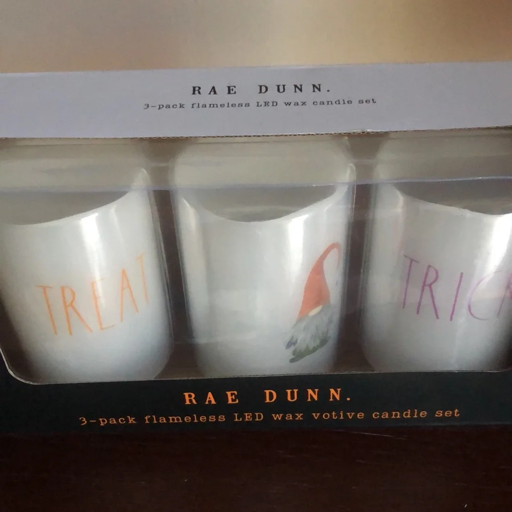 Rae Dunn TRICK TREAT Halloween Flameless votive candle set